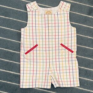 The Beaufort Bonnet Co. Multi-Color Check Shortall with Red Trim
